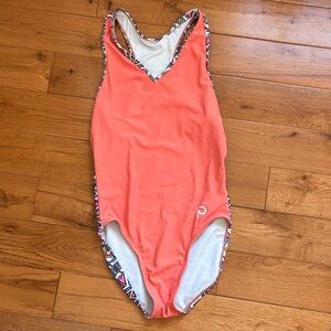 Racer back patterned gymnastics leotard